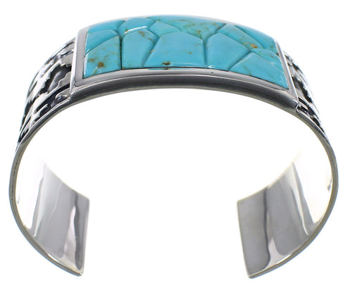 Sterling Silver Turquoise Southwest Well-Built Cuff Bracelet CX49275